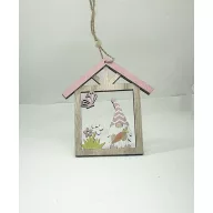 Akasztós dísz - házikó orrszakáll manóval  20*11cm 064343 – karácsonyfára, dekorációhoz