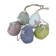 Textil tojás, virágos, akasztható 1 db 7*4cm 068524 – húsvéti dekorációhoz