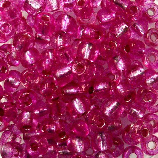 Kásagyöngy, átlátszó, ezüst béléssel, 4mm, 10gr - Pink 1100-4036