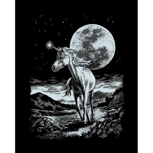 Képkarcoló karctűvel - 20*25cm, ezüst - Egyszarvú 136018