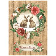   DFSA4705 - A4 rizspapír csom. - Romantic Home for the holidays welcome home bunn