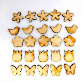 Fa virág/madár/lepke figurák, 3cm 25db/cs 1742