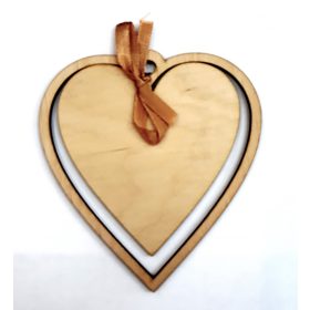 Fa szív masnis, kerettel 12,5*11,5 cm 1844