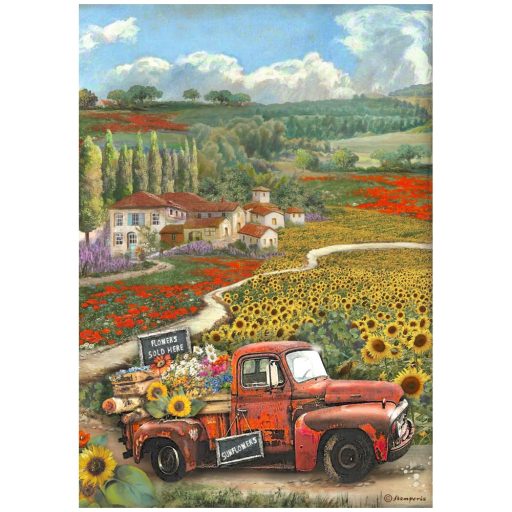DFSA4769 - A4 rizspapír, csom. - Sunflower Art vintage car