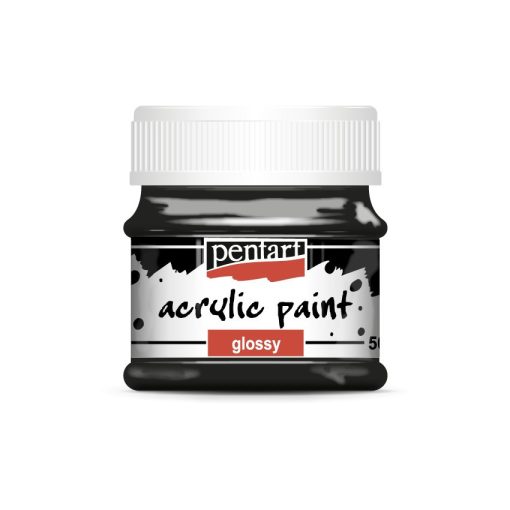 Pentart fényes akrilfesték, 50 ml - Fekete 1155