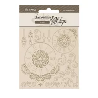 SCB276 - Chipboard cm 14x14 - Quiet Days clock & swirls