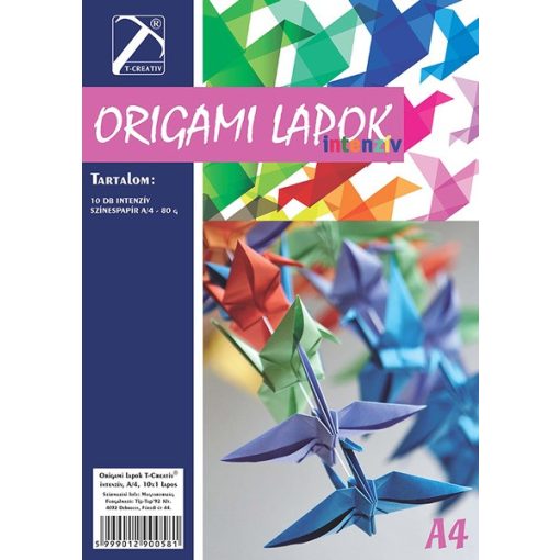 Origami papír A/4 T-Creatív 10/cs, intenzív színek M310050A4/ 24946