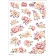   DFSA4901 - Dekupázs rizspapír A4 csom. Rózsás sarokdíszek