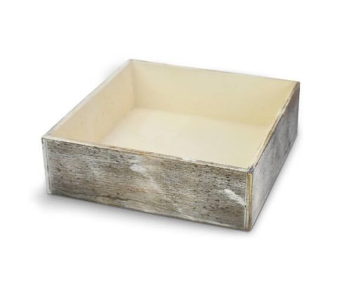 Dekorláda, szürkésbarna koptatott, négyzet 20*20*6cm 2345G