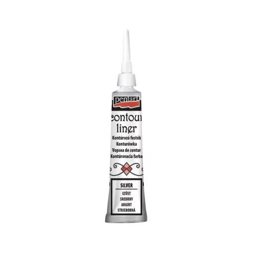 Pentart kontúrozó festék 20ml  - Ezüst 2462 – kreatív festéshez