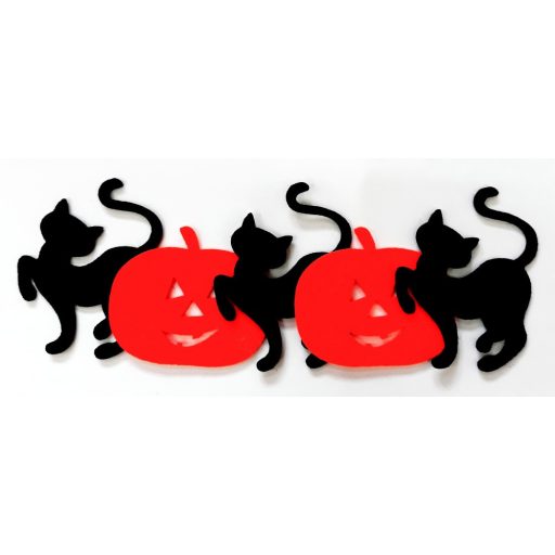 Filcfigura macska és tök 5db/cs, kb.6cm 23236 – őszi dekorációhoz