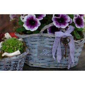 Fonott vesszőtáska -  szürke 25*19*14/19cm 4039SG