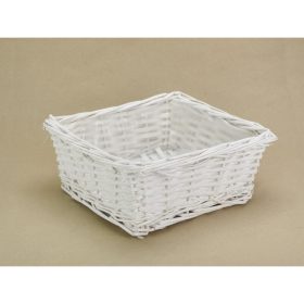   Fonott kocka vesszőtál -  fehér, béléssel 26*26*10cm 4096W