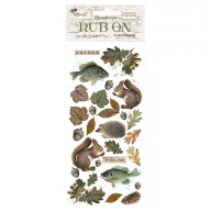 DFLRB117 - Rub-on cm 10,16x21,6 - Forest leaves and animals