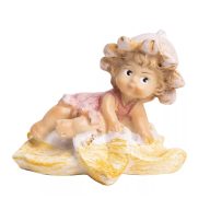 Virágtündér - levélen ülő, rózsaszín ruhácskában 7*6cm, 431791 – kerti és otthoni dekorációhoz