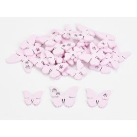 Fa pillangó - virágmintás, pink 30db/cs 4389P