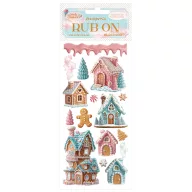   DFLRB176 - Rub-on cm 10,16x21,6 - Candy Christmas marzipan houses