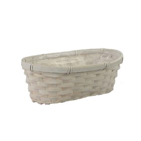  Bambusz kosár - bélelt, fonott, ovál, peremes 18*29*10,5cm  - natúr 4526