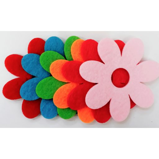 Filcfigura hétszirmú virág 6b/cs, kb.6cm – kreatív hobby projektekhez és dekorációhoz – Papelito.hu