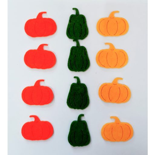 Filcfigura mini tökök vegyes színben 12db/cs, kb.3cm 27461 – őszi dekorációhoz