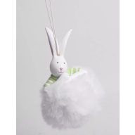 Kerámia pomponos nyuszi, akasztható 5*12cm 469045 – húsvéti dekorációhoz