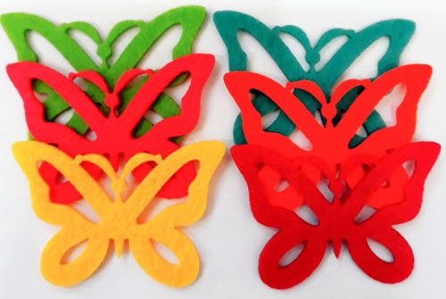 Filcfigura pillangók, áttört 6db/cs, kb.6cm 23222