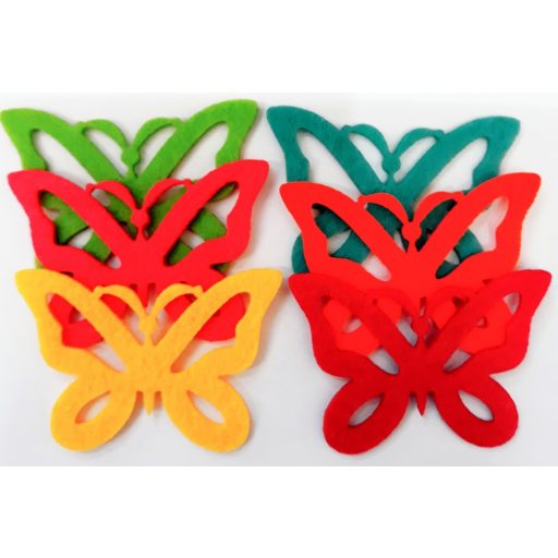 Filcfigura pillangók, áttört 6db/cs, kb.6cm 23222 – kreatív dekorációhoz