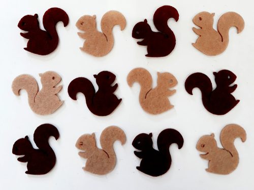 Filcfigura mókusok, mini 12db/cs, kb.3cm 27323