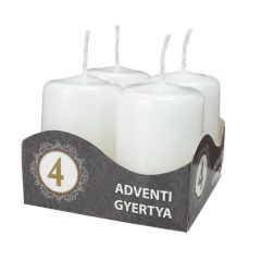 Adventi gyertya - FEHÉR 6*4cm, 4db/cs 50-1174FEH