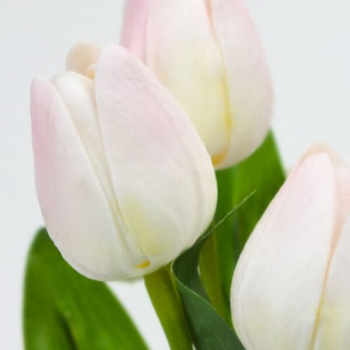 Selyemvirág, szálas - 5 ágú tulipán csokor, halvány rózsaszín 30cm 50-1564HRSZ