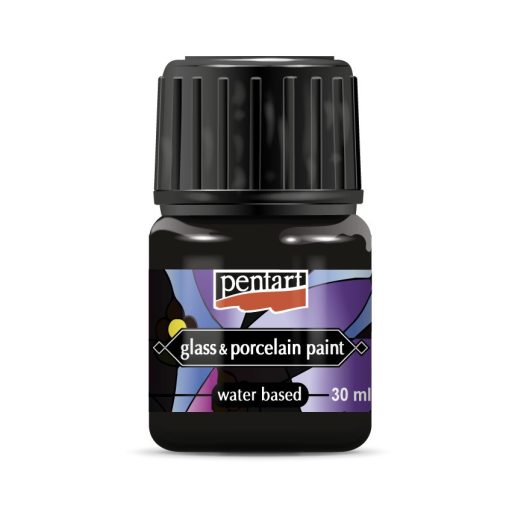 Pentart üvegfesték / porcelánfesték 30ml - Fekete 21347 – kreatív festéshez