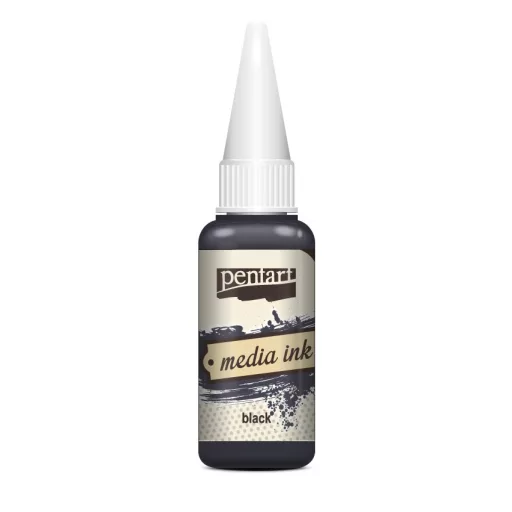 Pentart Média tinta, alkoholos 20ml -  Fekete 21048 – kreatív festéshez