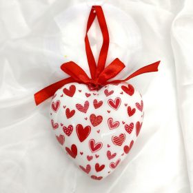 Dekor szív akasztható piros/ fehér 7*8cm 671838