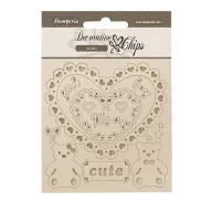 SCB283 - Chipboard cm 14x14 - Baby heart and bears