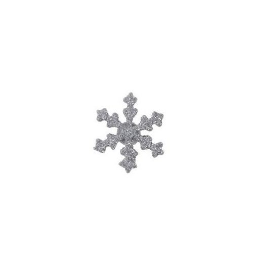 Karácsonyi öntapadós poly - Hópihe ezüst glitteres 3,4*3,4*0,5cm DD57378