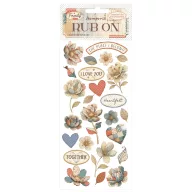 DFLRB214 - Rub-on cm 10,16x21,6 - Family patchwork flowers