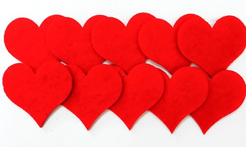 Filcfigura szívek, mini 10db/cs, kb.4cm 23208