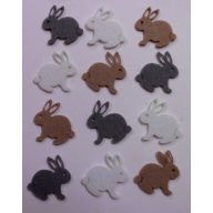 Filcfigura mini húsvéti nyuszik 12db/cs, kb.3cm – kreatív hobby projektekhez és dekorációhoz – Papelito.hu