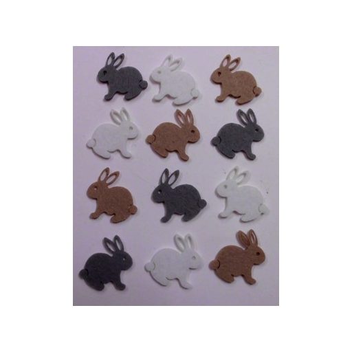 Filcfigura mini húsvéti nyuszik 12db/cs, kb.3cm – kreatív hobby projektekhez és dekorációhoz – Papelito.hu