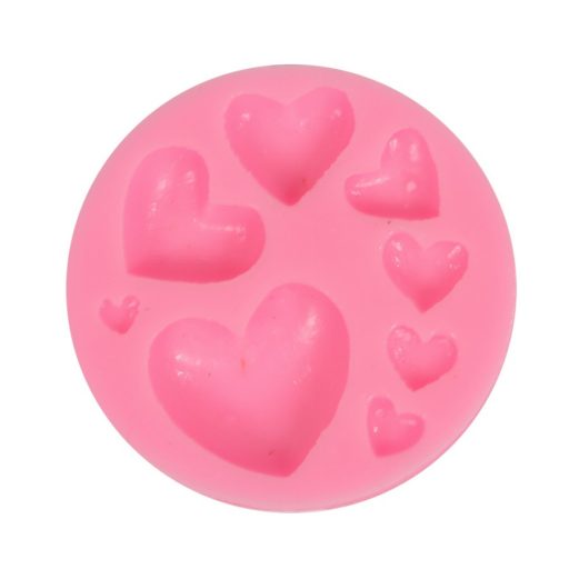 Szilikon öntőforma - Teli szívek 7,5*1,3cm 27551  – kreatív hobby projektekhez