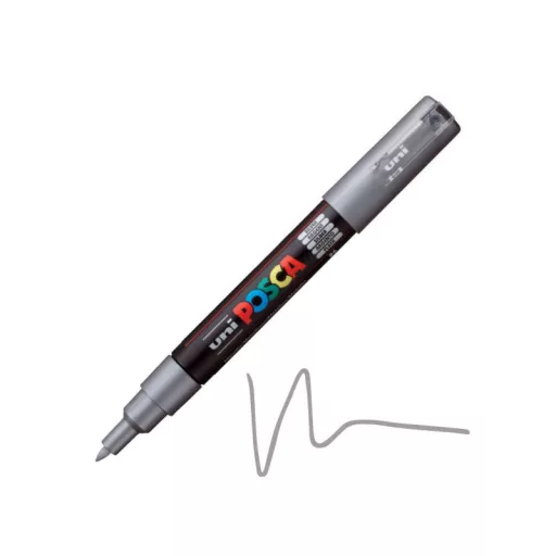 Akril toll Posca 1M 0,7mm - Ezüst 19784 – kreatív festéshez