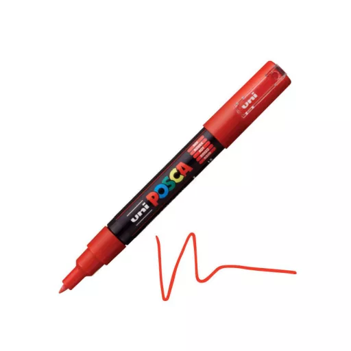 Akril toll Posca 1M 0,7mm - Piros – feliratíráshoz és dekorációhoz – Papelito.hu
