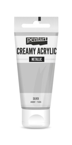 Pentart krémes akrilfesték, metál 60ml  - Ezüst 28008