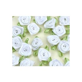 Szatén rózsafejek 2 cm 25db/cs - Fehér 7366FEH