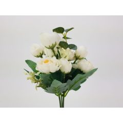 Selyemvirág csokor - Angol rózsa, 25cm fehér 7427F