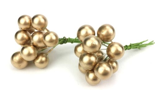 Drótos bogyó 1cm, 24/cs  - Gyöngyház arany 7515AR