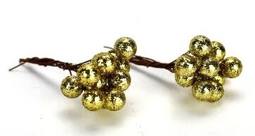 Drótos bogyó 1cm, 24/cs  - Csillámos arany 7516