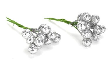 Drótos bogyó 1cm, 24/cs  - Csillámos ezüst 7516