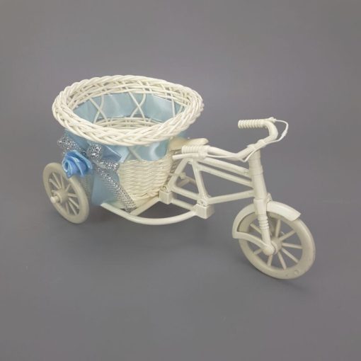Műanyag tricikli kosárral/ virágtartó, 11*22*10cm, kék 7565KEK