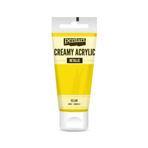 Pentart krémes akrilfesték, selyemfényű 60ml  - Sárga 27947 – kreatív festéshez